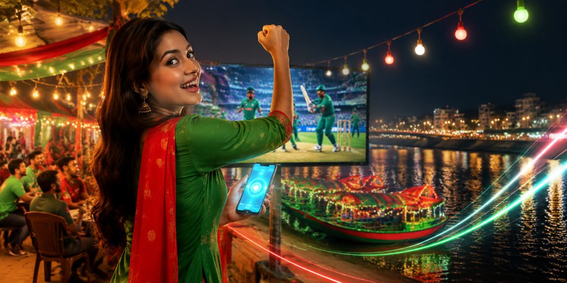 বরিশালে লাল-সবুজ পোশাকে ক্রিকেট বেটিং উপভোগ করছেন একজন সমর্থক