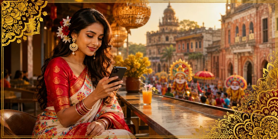সোনারগাঁয়ে ঐতিহ্যবাহী পোশাকে মোবাইলে ডিপোজিট করছেন একজন নারী ব্যবহারকারী